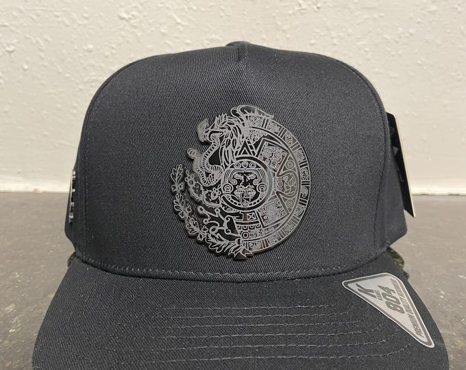 Aztec Calendar Snapback Hat – Black Tonatiuh Sun Stone Cap – Mexican ...