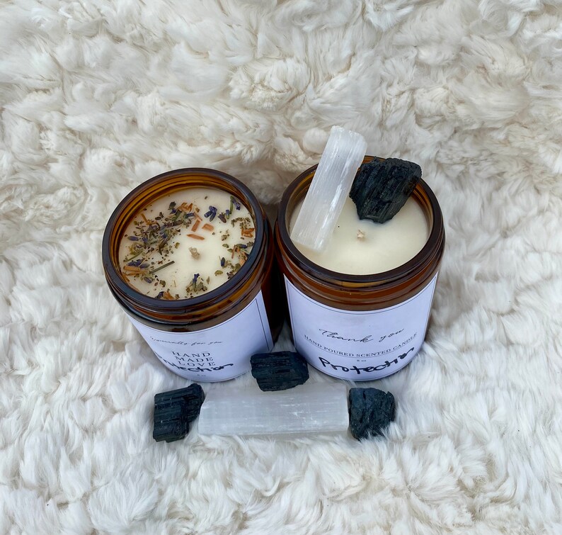 Intention Candles Crystal Candles Herbal Candles Etsy