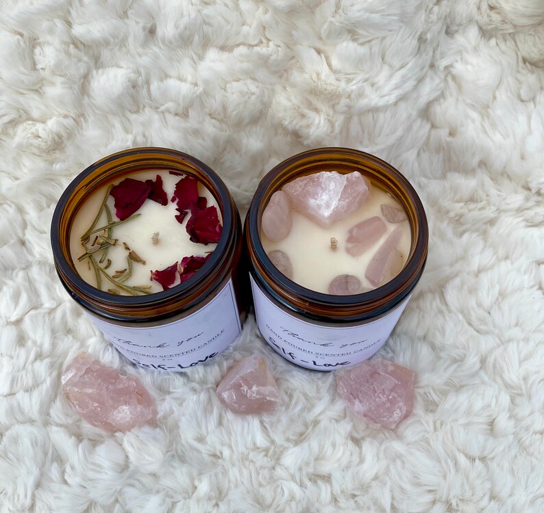 Intention Candles Crystal Candles Herbal Candles Etsy