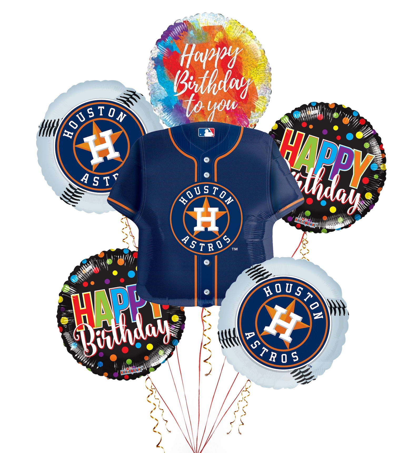 Houston Astros Happy Birthday Balloon Bouquet 6 Balloons Etsy