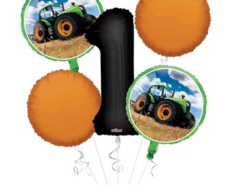 Tractor Time Happy Birthday Balloon Bouquet (5 Balloons)
