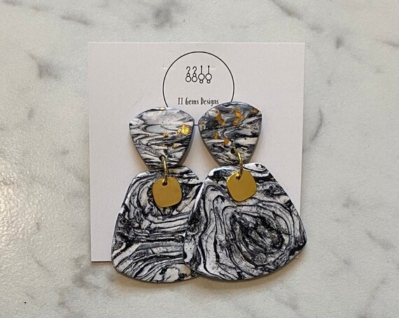 Marble | Handmade | Polymer Clay Earrings | Lightweight | Hypoallergenic | Statement Earrings | Modern Jewelry