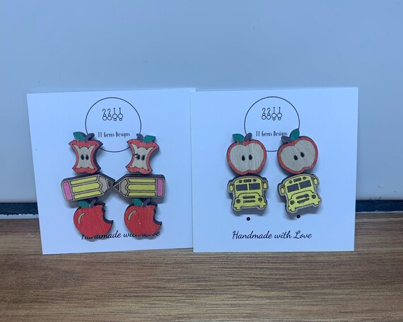 Teacher Appreciation | Handmade | Wooden Earrings | Hypoallergenic | Statement Earrings | Simple Jewelry