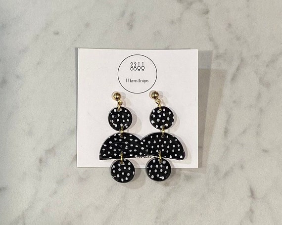 Polka Dot | Handmade | Polymer Clay Earrings | Lightweight | Hypoallergenic | Statement Earrings | Modern Jewelry