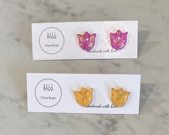 Tulip | Handmade | Polymer Clay Earrings | Hypoallergenic | Statement Earrings | Simple Jewelry
