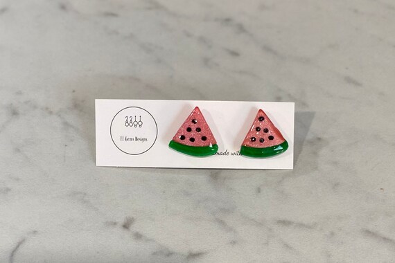 Watermelon Studs | Polymer Clay Earrings | Handmade | Hypoallergenic | Statement Earrings | Modern Jewelry