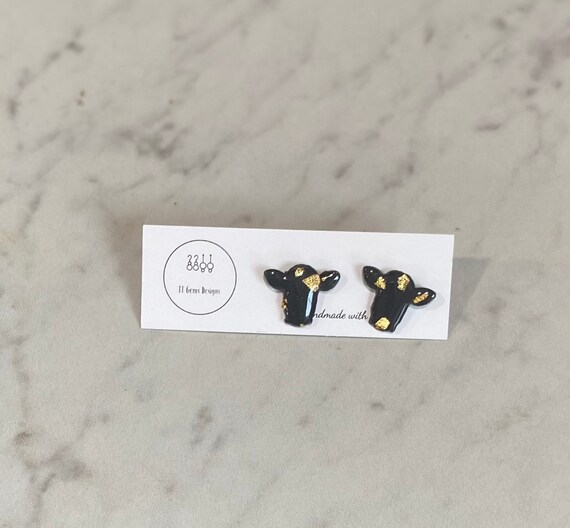 Cow Stud | Handmade | Polymer Clay Earrings | Hypoallergenic | Statement Earrings | Simple Jewelry