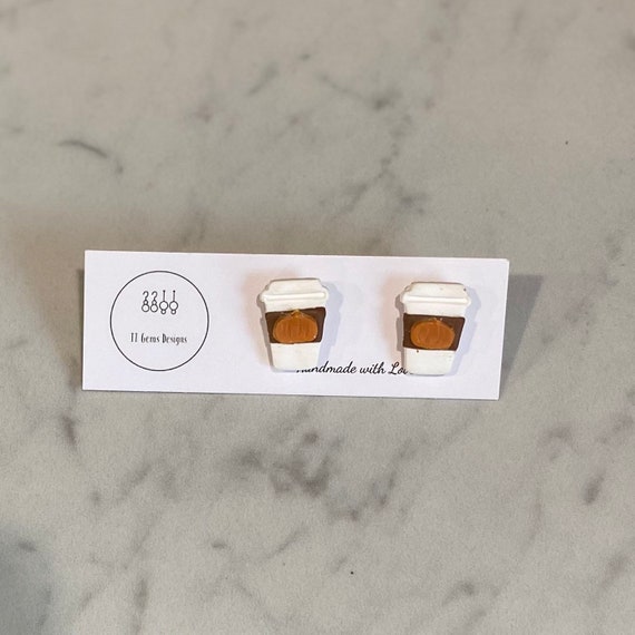 Pumpkin Latte Studs | Polymer Clay Earrings | Handmade | Hypoallergenic | Statement Earrings | Fall Jewelry