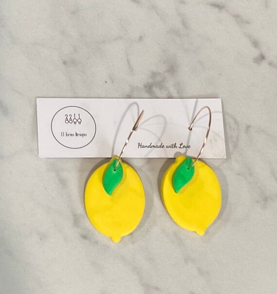 Lemon Hoops | Polymer Clay Earrings | Handmade | Lightweight | Hypoallergenic | Statement Earrings | Simple Jewelry