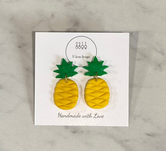 Pineapple Dangles | Polymer Clay Earrings | Handmade | Lightweight | Hypoallergenic | Statement Earrings | Simple Jewelry