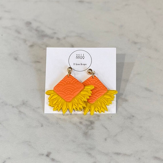 Fringed Texture | Handmade | Polymer Clay Earrings | Lightweight | Hypoallergenic Posts | Statement Earrings | Modern Jewelry