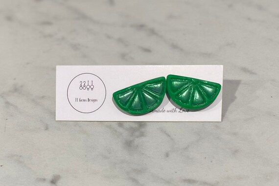 Lime Slice | Polymer Clay Earrings | Handmade | Hypoallergenic | Statement Earrings | Modern Jewelry