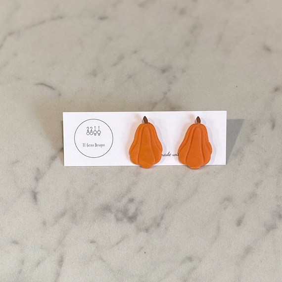 Gourd Studs | Polymer Clay Earrings | Handmade | Hypoallergenic | Statement Earrings | Fall Jewelry