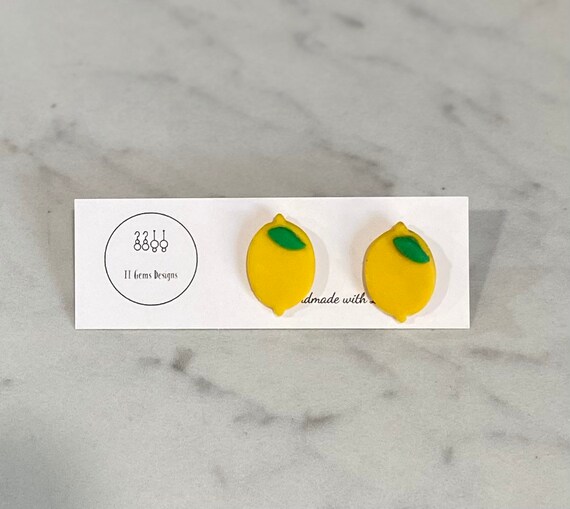 Lemon Studs | Polymer Clay Earrings | Handmade | Hypoallergenic | Statement Earrings | Modern Jewelry