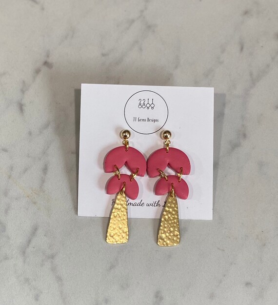Tiered Dangle Earrings | Handmade | Polymer Clay Earrings | Lightweight | Hypoallergenic | Statement Earrings | Modern Jewelry