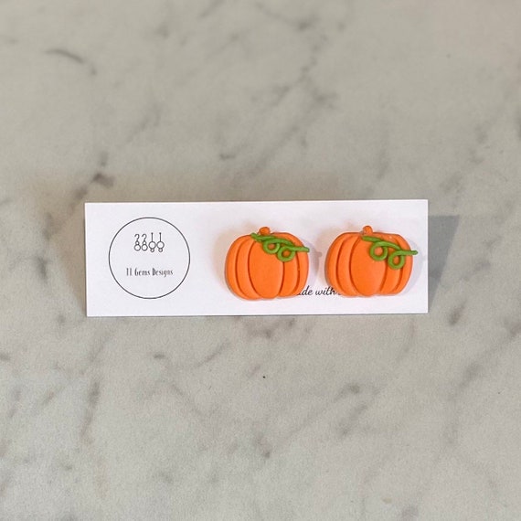 Pumpkin Studs | Polymer Clay Earrings | Halloween Clay Earrings | Handmade | Hypoallergenic | Fall Studs