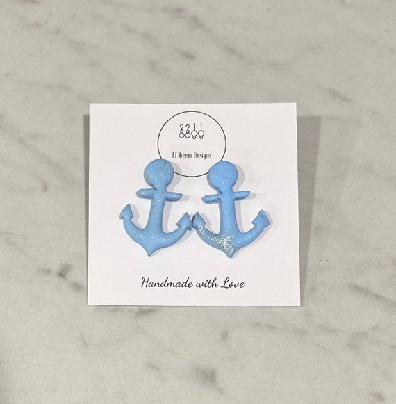 Anchor | Polymer Clay Earrings | Handmade | Hypoallergenic | Statement Earrings | Modern Jewelry