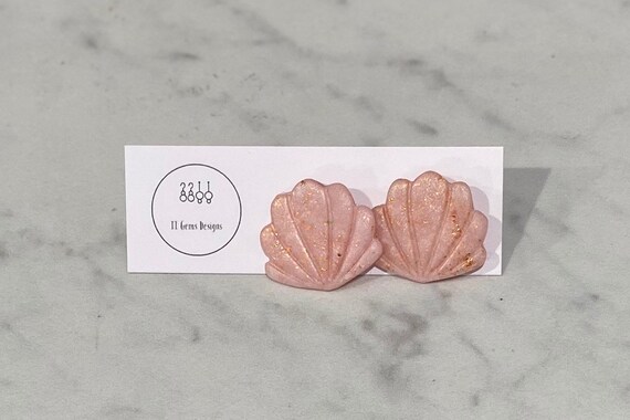 Shell | Polymer Clay Earrings | Handmade | Hypoallergenic | Statement Earrings | Modern Jewelry