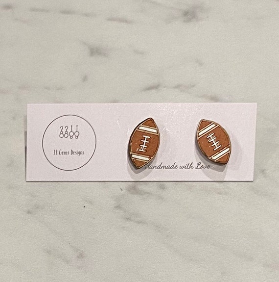 Football Earrings | Fall Earrings | Wood Studs | Handmade | Hypoallergenic | Statement Earrings
