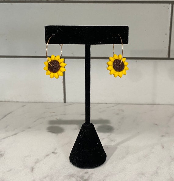 Sunflower Hoop | Handmade | Polymer Clay Earrings | Lightweight | Hypoallergenic | Statement Earrings | Simple Jewelry