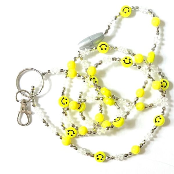 Yellow Smiley Lanyard