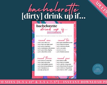 BACHELORETTE PARTY [Dirty] Drink Up If | Bachelorette Printables, Hen Party, Drinking Game, Girls Night, Adults Only, Printable Games