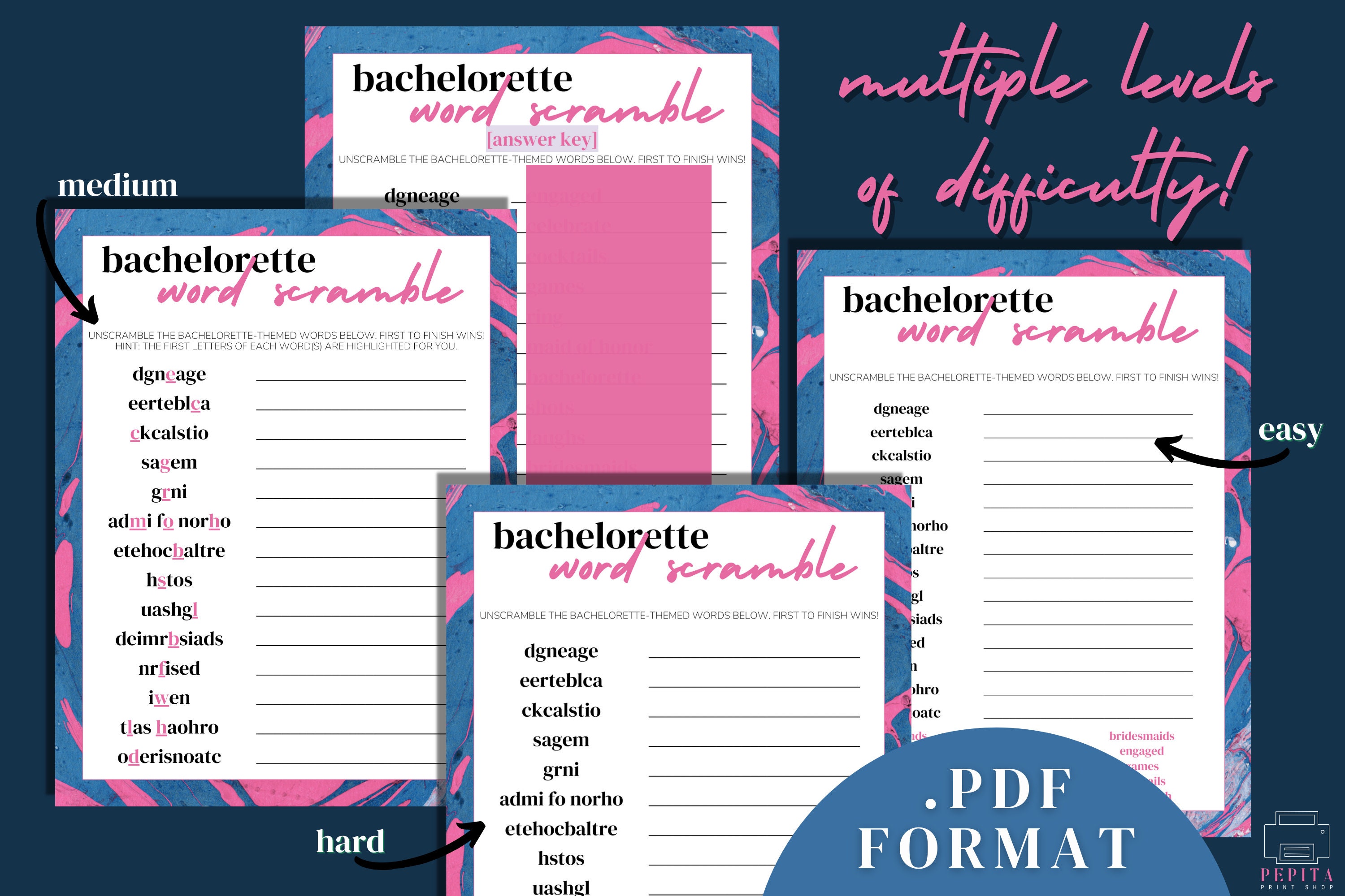 BACHELORETTE PARTY Word Scramble Bachelorette Printables - Etsy