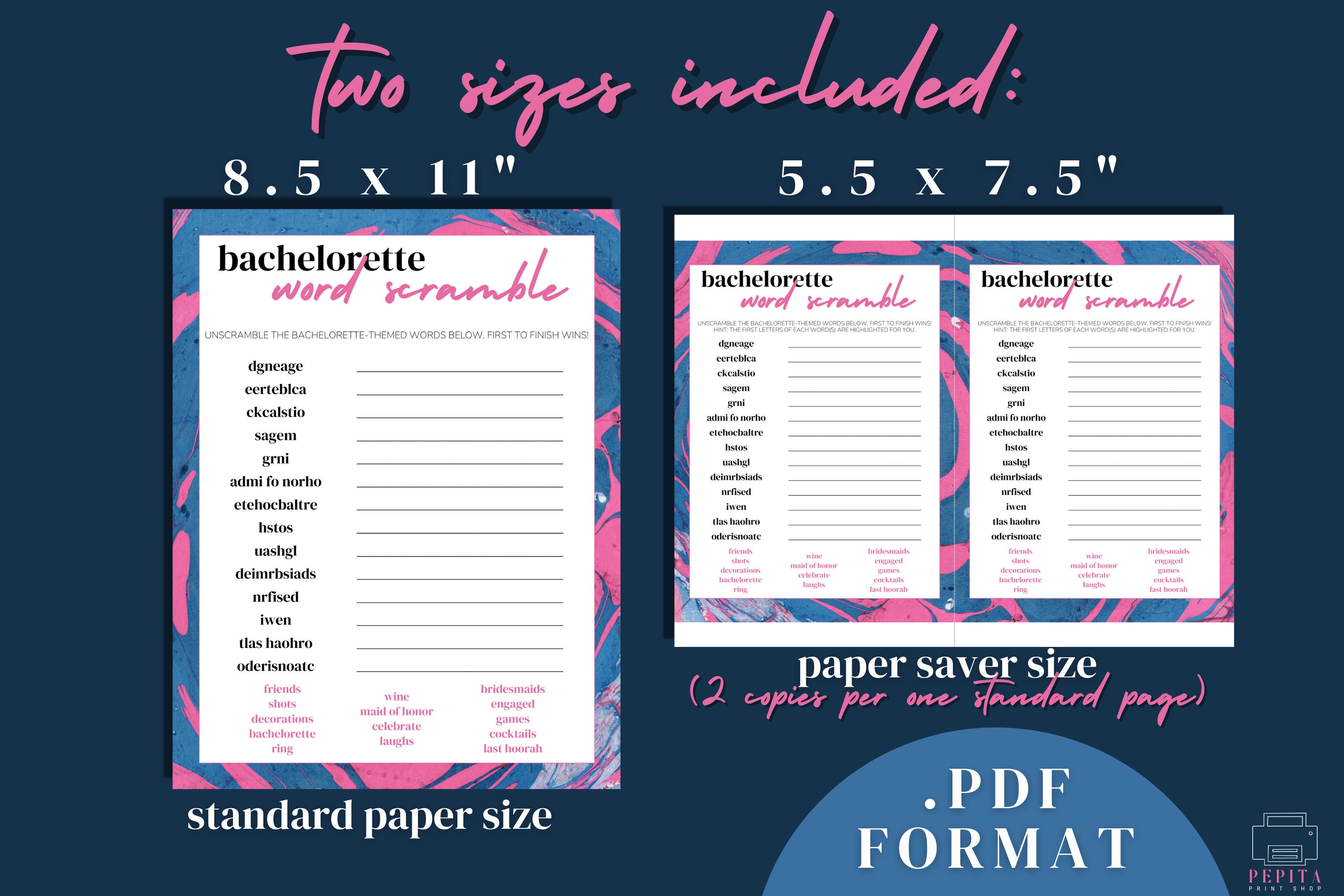 BACHELORETTE PARTY Word Scramble Bachelorette Printables - Etsy
