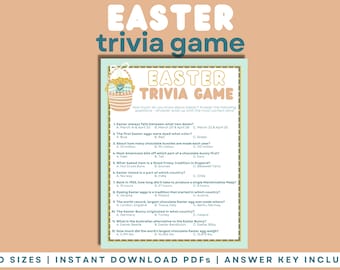 EASTER Trivia Printable Game | Easter Party Games, Family Party Games, Printables, Instant Download, Games for Kids and Adults, Trivia Night