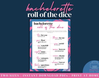 BACHELORETTE PARTY Roll Of The Dice |  Bachelorette Printables, Hen Party, Party Game, Instant Download, Drinking Game, Girls Night Active
