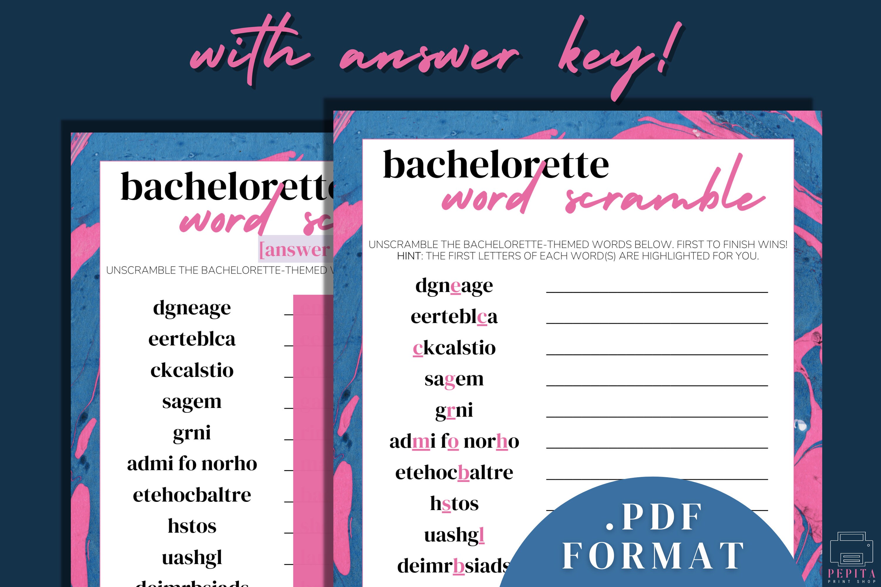 BACHELORETTE PARTY Word Scramble Bachelorette Printables - Etsy