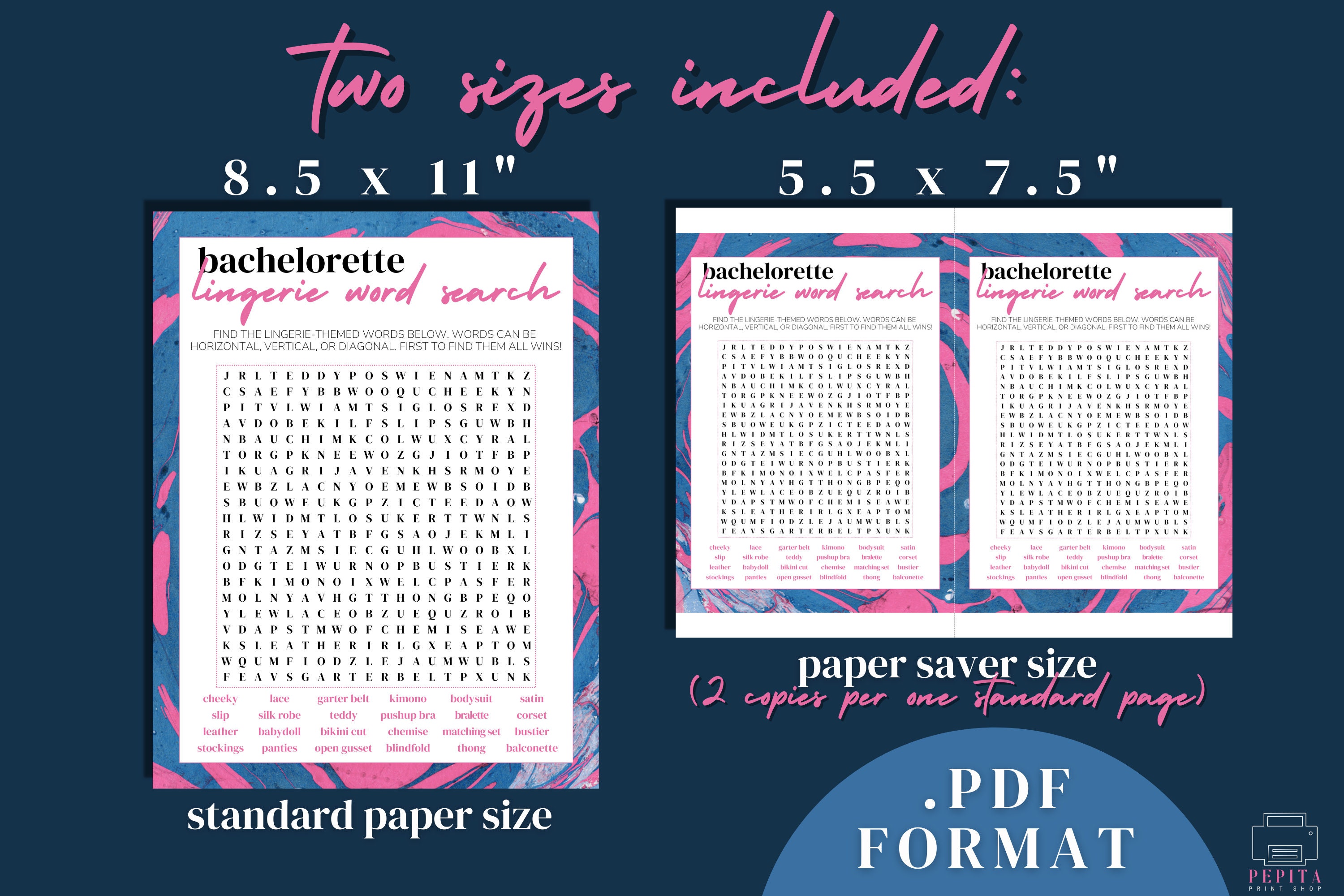 BACHELORETTE PARTY Lingerie Word Search Bachelorette Printables, Hen ...