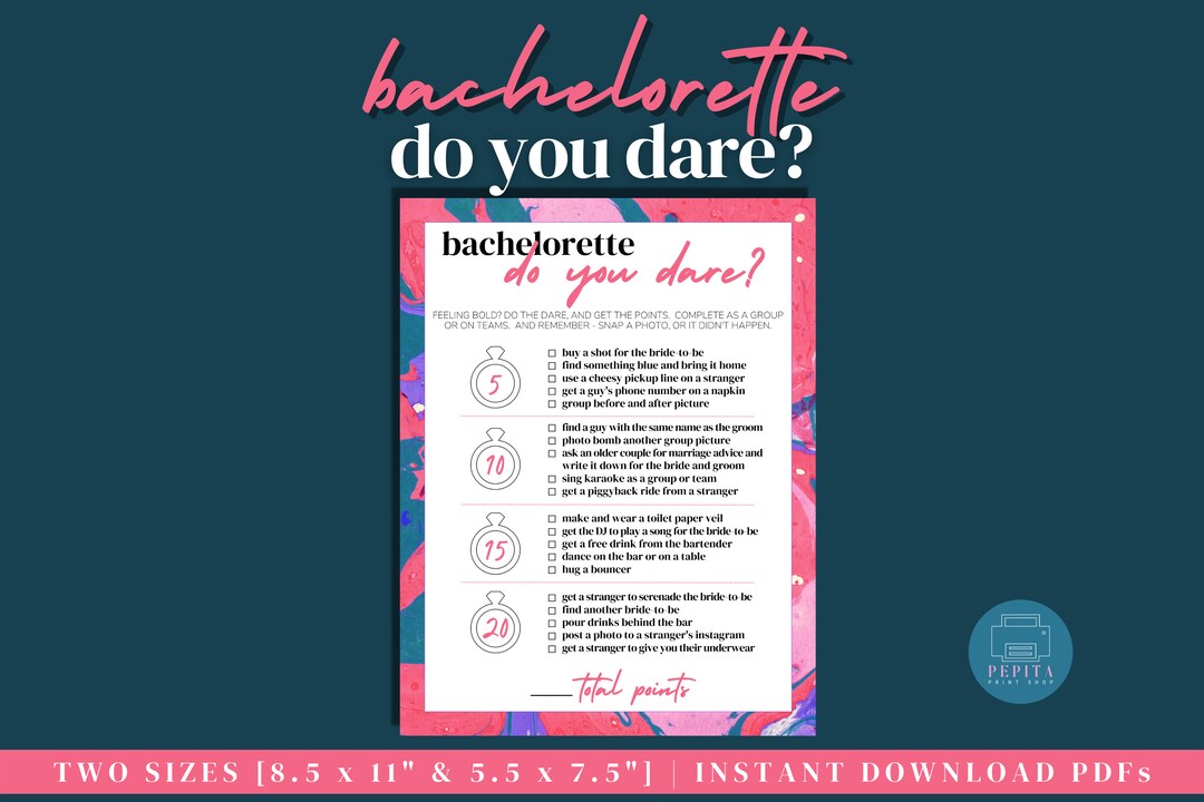 BACHELORETTE PARTY Do You Dare | Bachelorette Printables, Hen Party ...