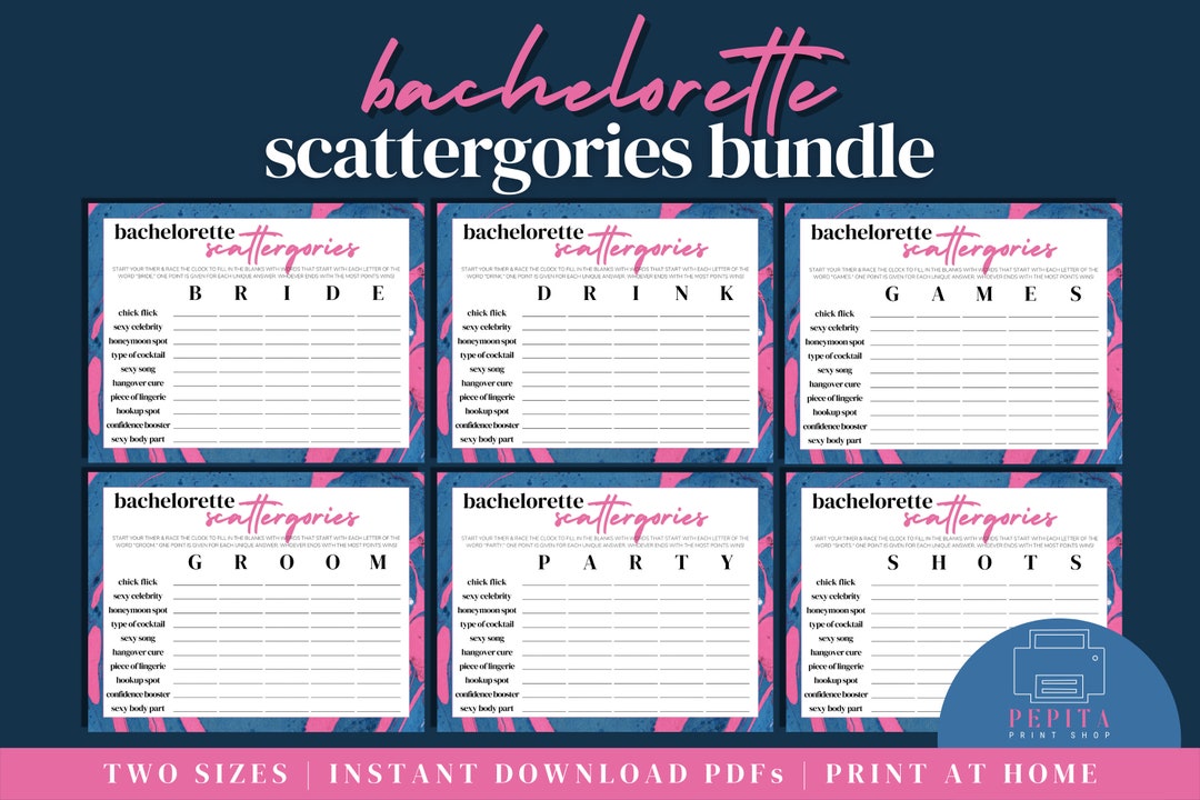 BACHELORETTE PARTY Scattergories | Bachelorette Printables, Hen Party ...