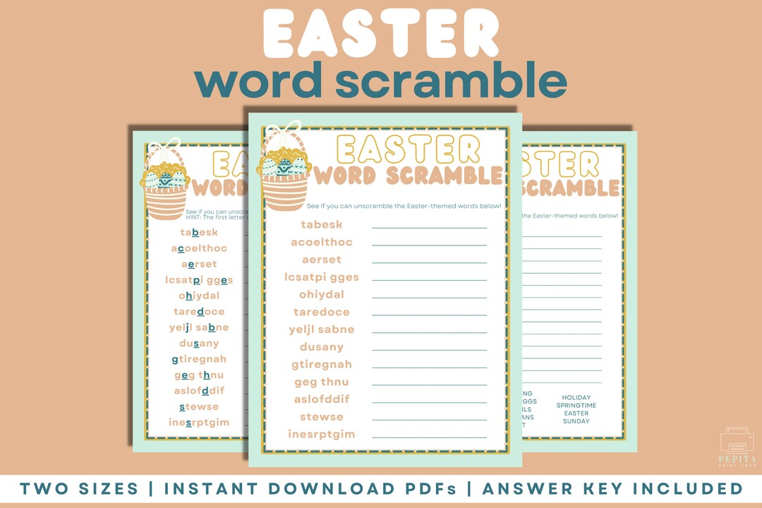 EASTER Word Scramble Printable Game | Easter Party Games, Family Party ...