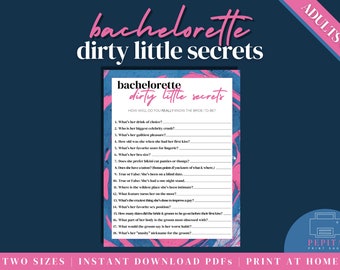 BACHELORETTE PARTY Dirty Little Secrets |  Bachelorette Printables, Hen Party, Instant Download, Party Game, Girls Night, Last Fling