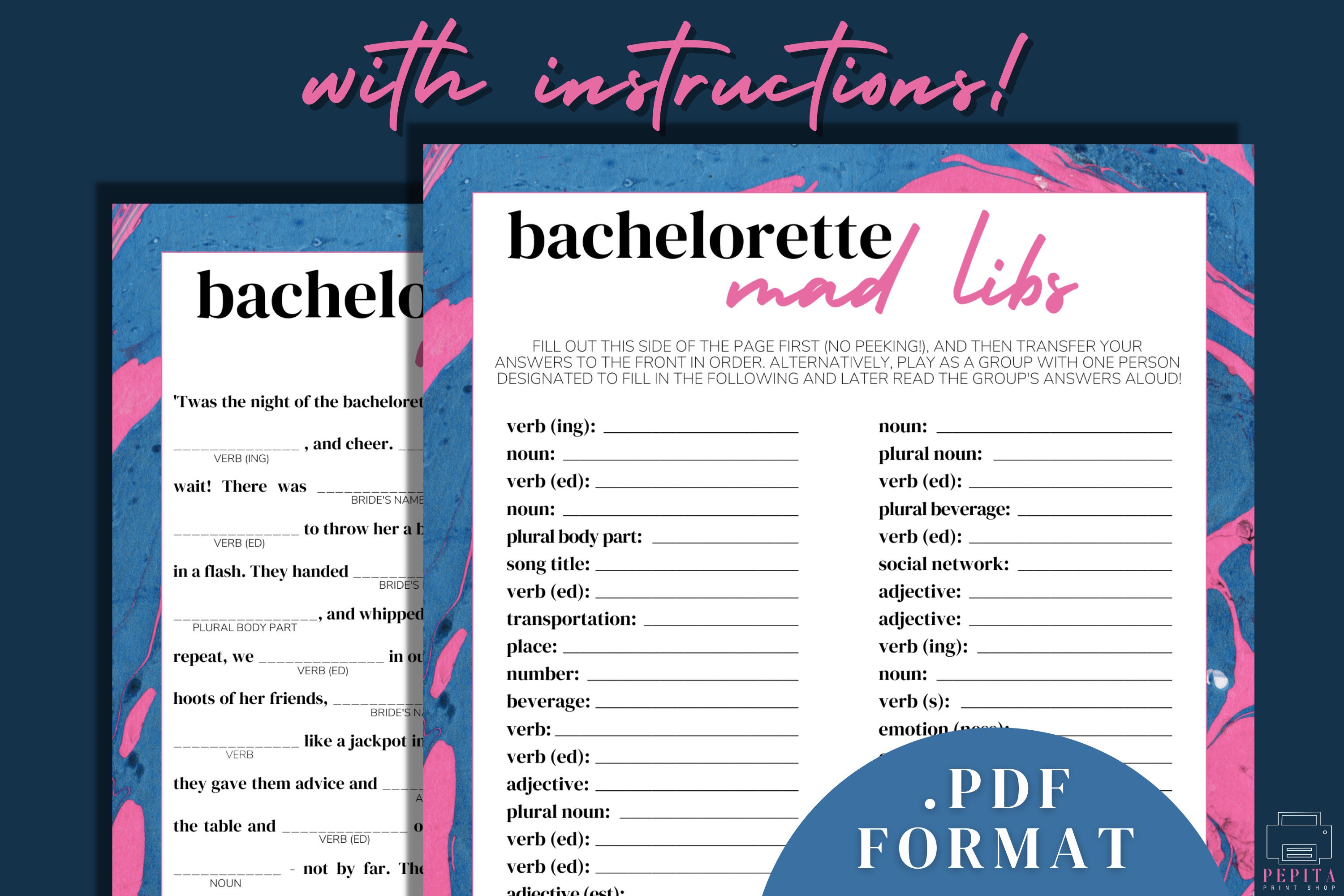 BACHELORETTE PARTY Mad Libs Bachelorette Printables, Hen Party, Party ...