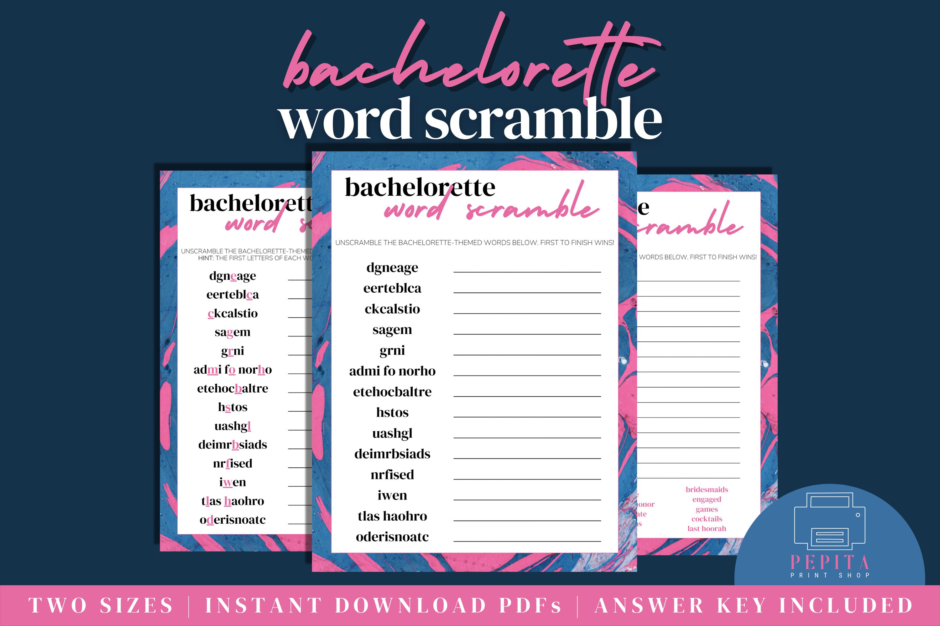 BACHELORETTE PARTY Word Scramble Bachelorette Printables - Etsy