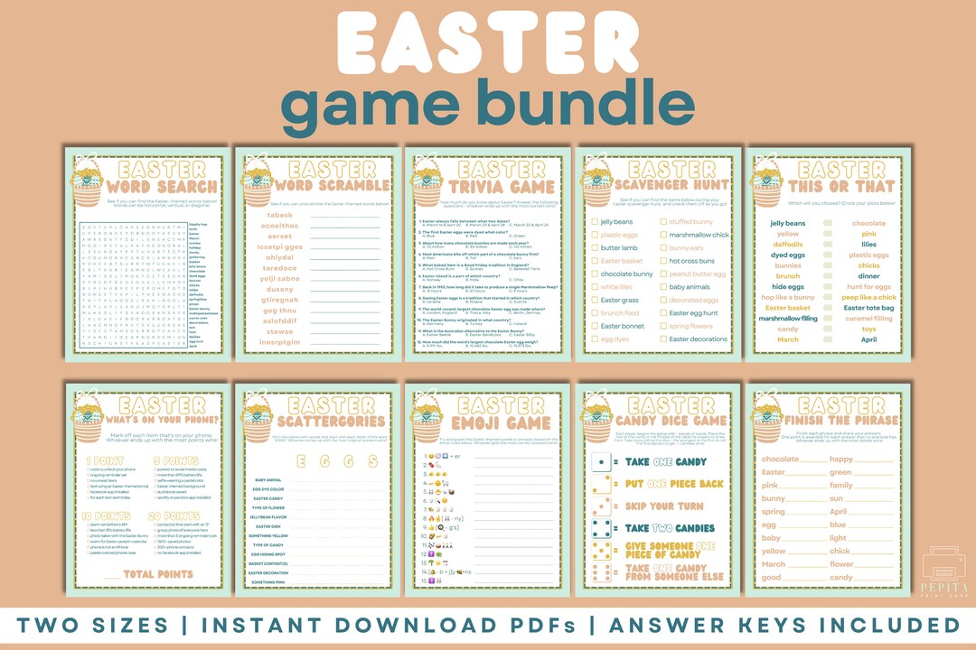 EASTER Printable Games Bundle | Easter Party Games, Family Party Games ...
