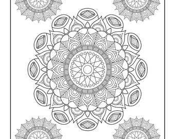 Stress Reliever, 50 Adult Mandala Coloring Pages, PDF