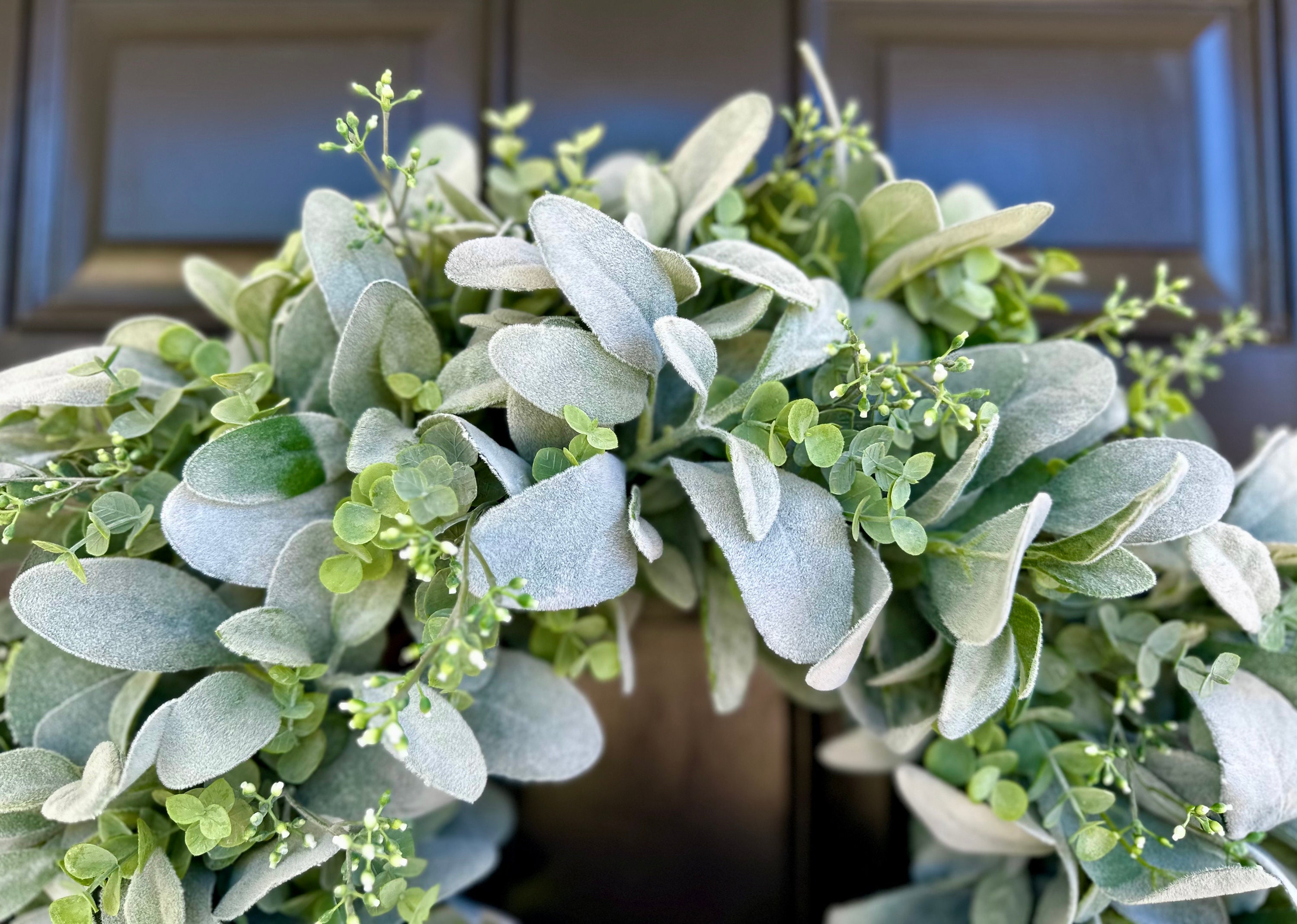 Lamb’s Ear and Seeded Eucalyptus Farmhouse Wreath for Front Door ...