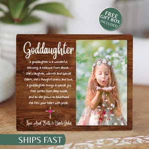 Goddaughter Photo Frame Personalized, Custom Goddaughter Photo Board, Baptism Gift for Girl, Christening Gift, From Godparents Picture Frame