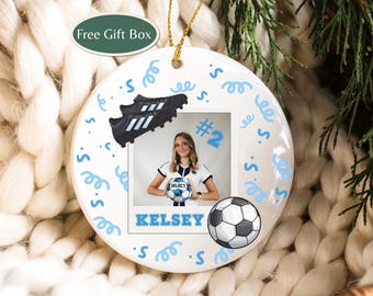 Personalized Soccer Photo Ornament, Custom Kids Sports Ornament, Soccer Player Gift, Team Spirit Keepsake, Athlete Christmas Tree Decoration