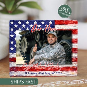 Personalized Military Photo Frame, Custom Army Soldier Photo Board, U.S. Army Gift for Service Members, Patriotic Military Keepsake