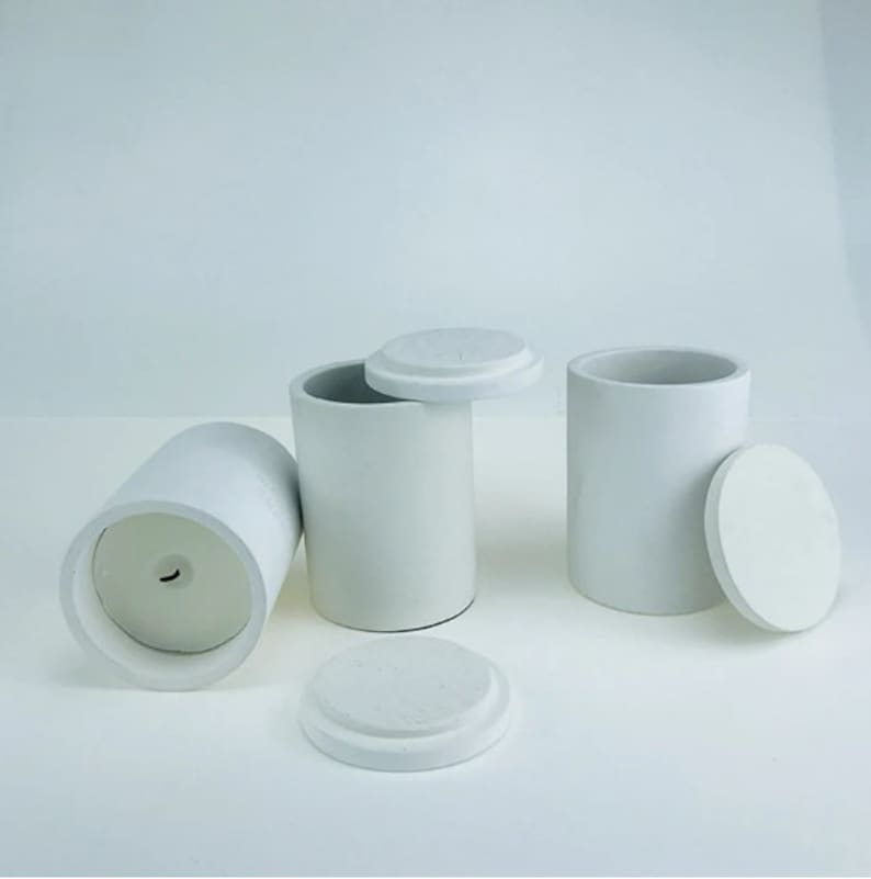 Concrete Cement Candle Jar With Lid Silicone Mold DIY Handmade Etsy