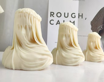 Vestal Virgin Veiled Silicone Premium Mold - Candle Mold - Greek Goddess Concrete Mold - Roman Bust Sculpture Mould - DIY statue Lux Mould