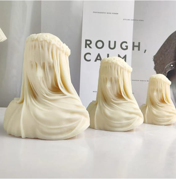 Vestal Virgin Veiled Silicone Premium Mold - Candle Mold - Greek Goddess Concrete Mold - Roman Bust Sculpture Mould - DIY statue Lux Mould