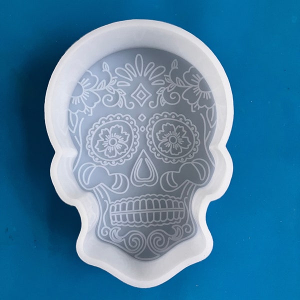 Sugar Skull Car Freshie Mold - tête de crâne Silicone Epoxy Resin Molds - Silicone Molds pour perles d’arôme - Moules à bougie - Moule à savon