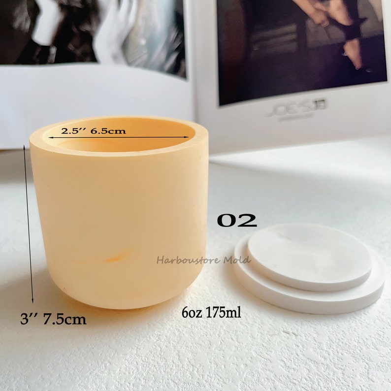 Candle Jar With Lid Mold Cylindrica Round Candle Vessel Mold Etsy