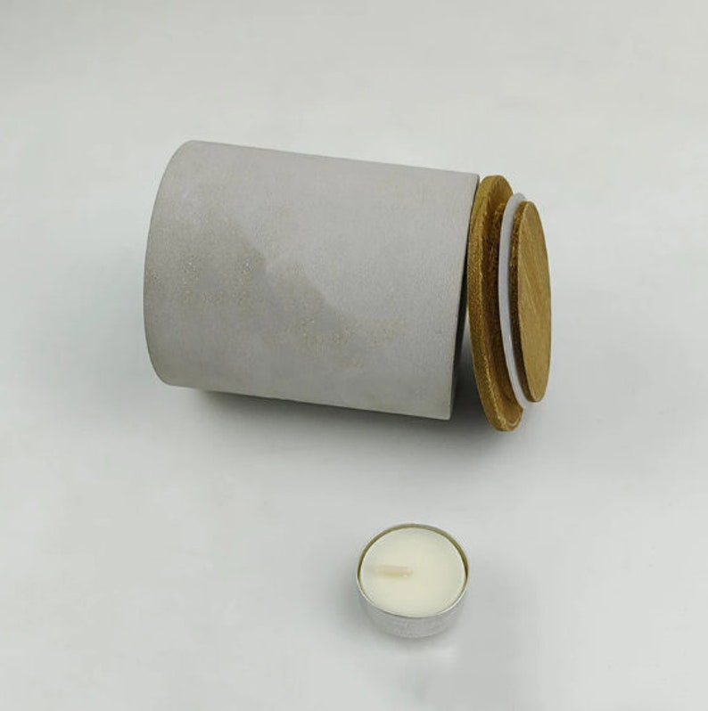 Concrete Cement Candle Jar With Lid Silicone Mold DIY Handmade Etsy